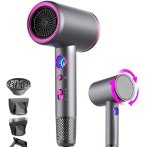 Arhhn Secador De Cabelo Iônico Profissional, 1875 W, 110.000 Rpm, Secador De Cabelo De Alta Velocidade, Secador De Cabelo De Secagem Rápida E Baixo Ruído Com 2 Bicos Concentradores, 1 Difusor, Secad