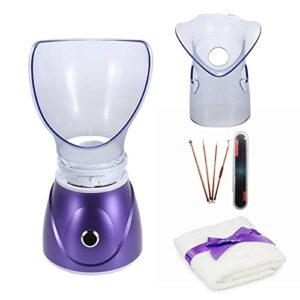 Carrinho Hann Vaporizador facial profissional inalador a vapor sinusal hidratante para pele facial, sauna, vaporizadores de spa com função de umidificador difusor de aromaterapia (roxo)