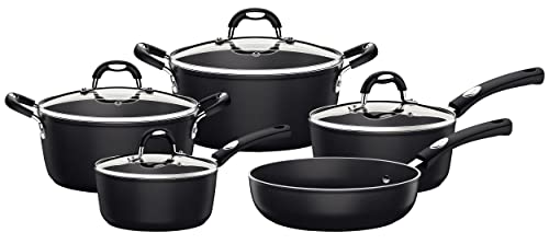 Jogo de Panelas Tramontina Mônaco 5 Peças Alumínio Antiaderente Jogo de Panelas de Alumínio com Revestimento Interno de Antiaderente 5 Peças Tramontina Mônaco Preto