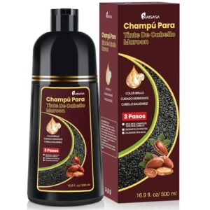 KAISASA Shampoo de tintura de cabelo 3 em 1 shampoo 500ML, instantâneo para cabelo de ingredientes herbais para mulheres e para mim capa de xampu de cabelo cinza branco em minutos marrom castanho