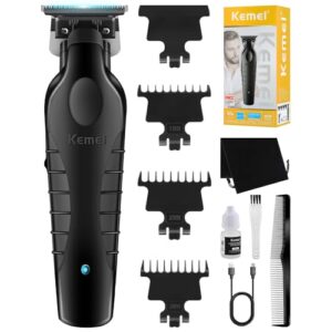 Carrinho KEMEI Trimmer Professional Men 's Cordless Haircut Kit de corte de cabelo elétrico para barba, aparador de contorno de lâmina T Zero Gap masculino, KM-2299