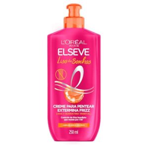 L'Oréal Paris Elseve Liso dos Sonhos Creme para Pentear, com Queratina Vegetal e AHA, Frizz Controlado por 72h, Proteção Térmica até 230°C e Alinhamento Capilar, 250ml