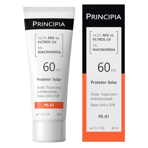 Protetor Solar Facial FPS 60 com Niacinamida - 40ml Protetor Solar Facial Principia FPS 60, 16,5% Mix de Filtros UV + 5% Niacinamida FPS 60 PS-01 com 40ml